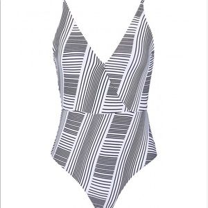 DD&MM Plunge Striped Swimsuit New with tags M
